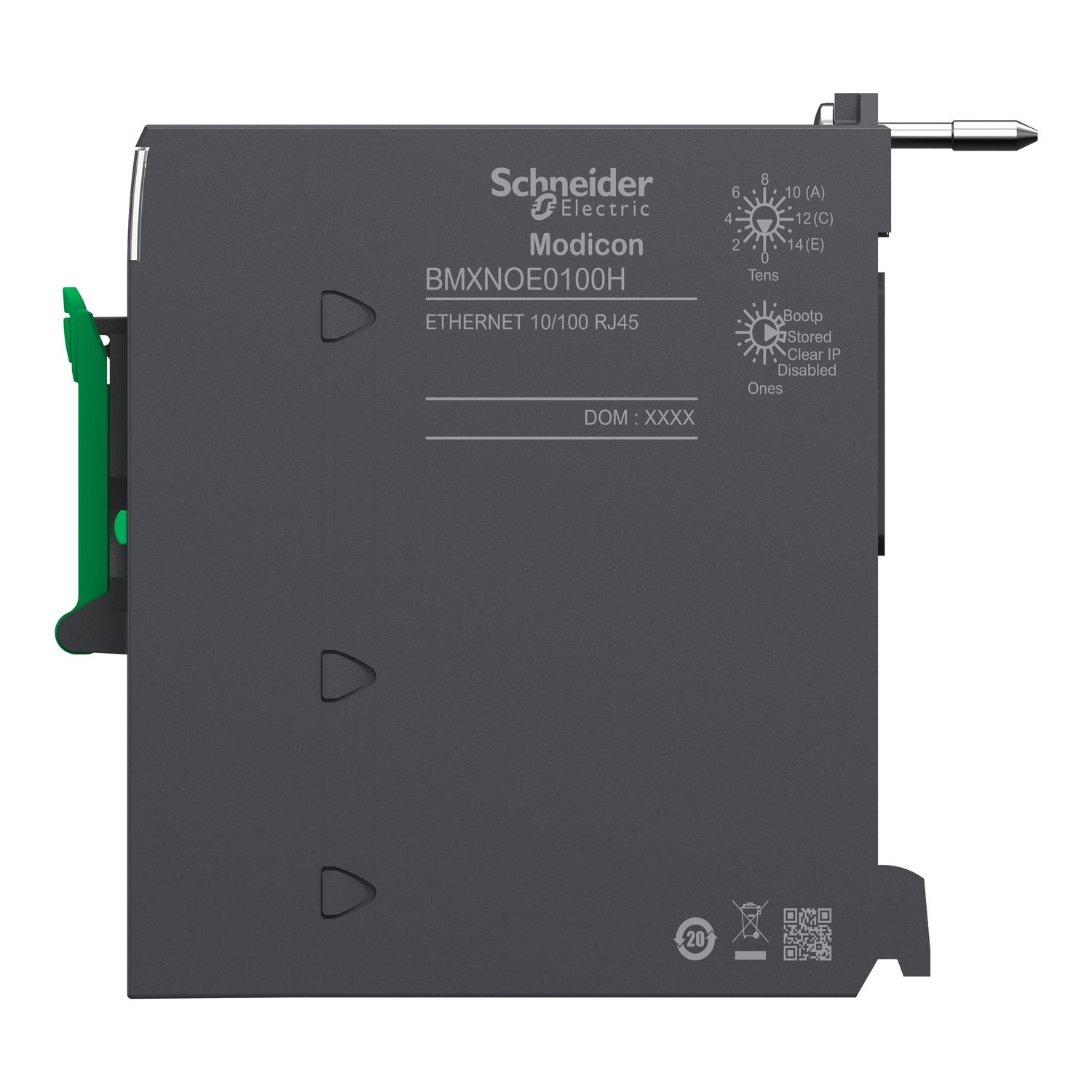 Picture of network module, Modicon M340, Modbus/TCP, 1 x RJ45, flash memory card, for severe environments