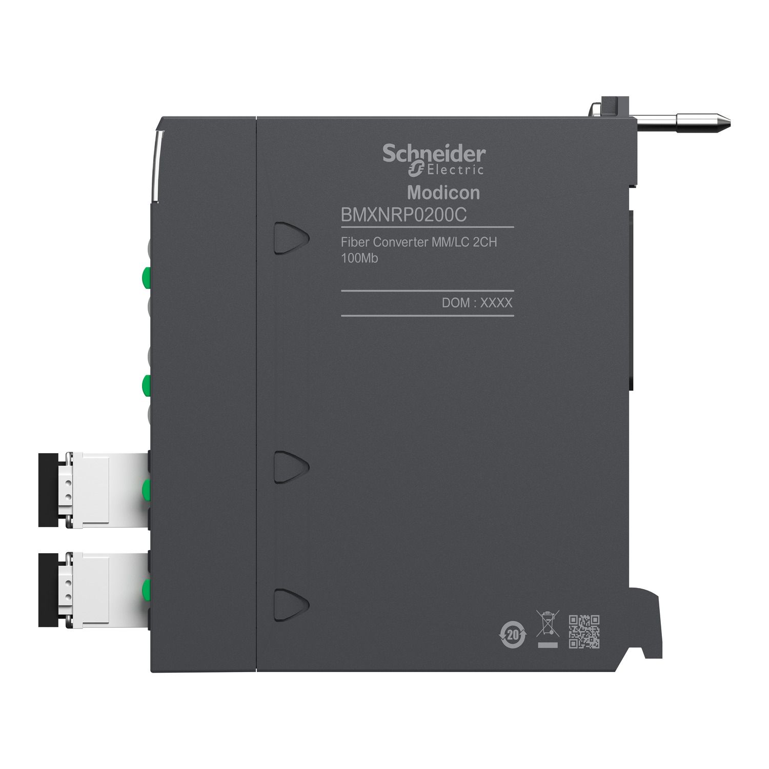 Picture of fiber converter, Modicon X80, MM/LC 2CH 100Mb, for severe environment