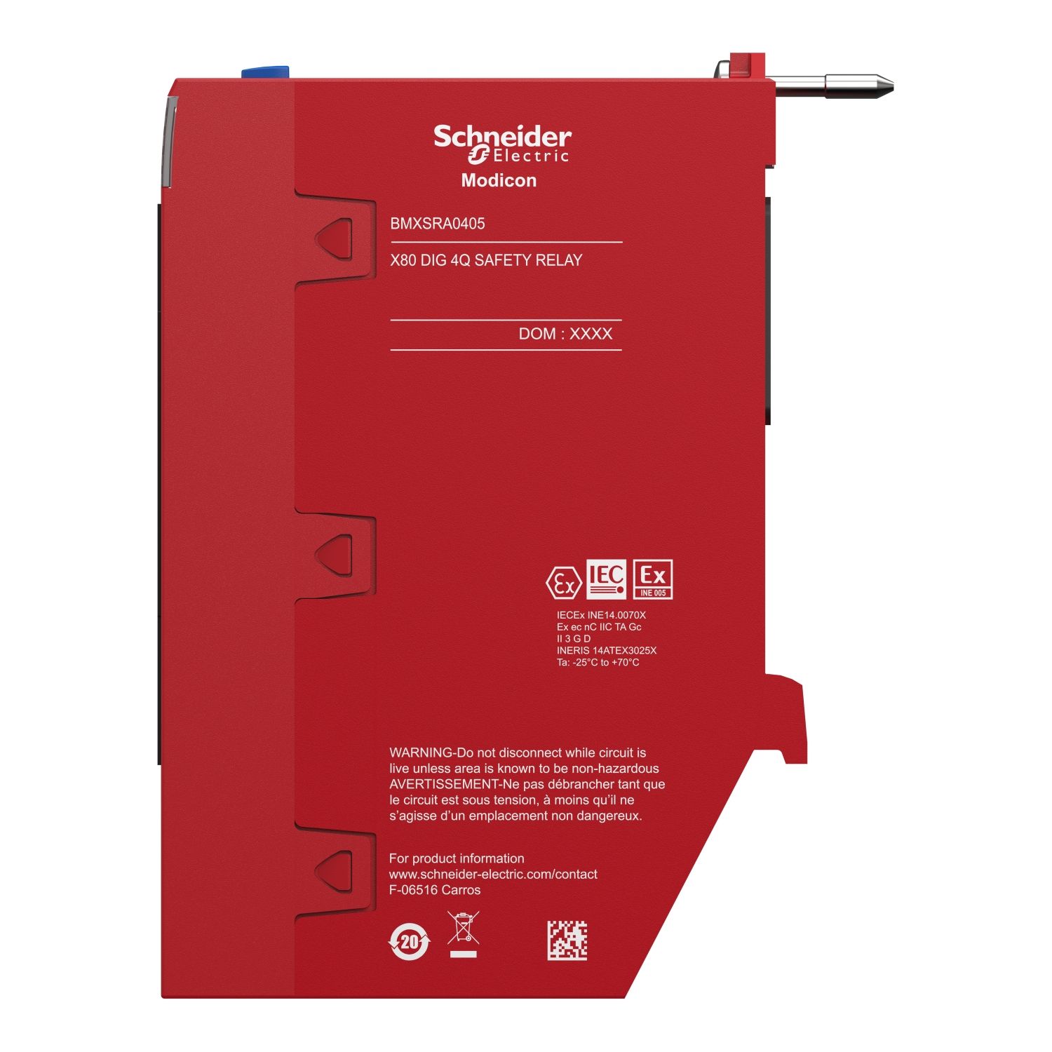Picture of safety relay output module, Modicon X80, 4 isolated outputs, 24 to 230V AC, 24V DC