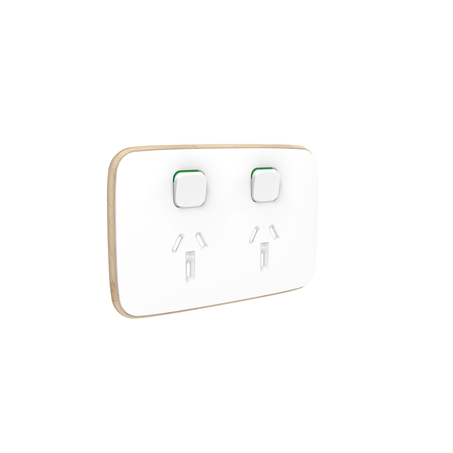 Picture of Essence Double Power Point Skin, Clipsal Iconic, Horizontal Mount, 250V, 10A, Clip-On