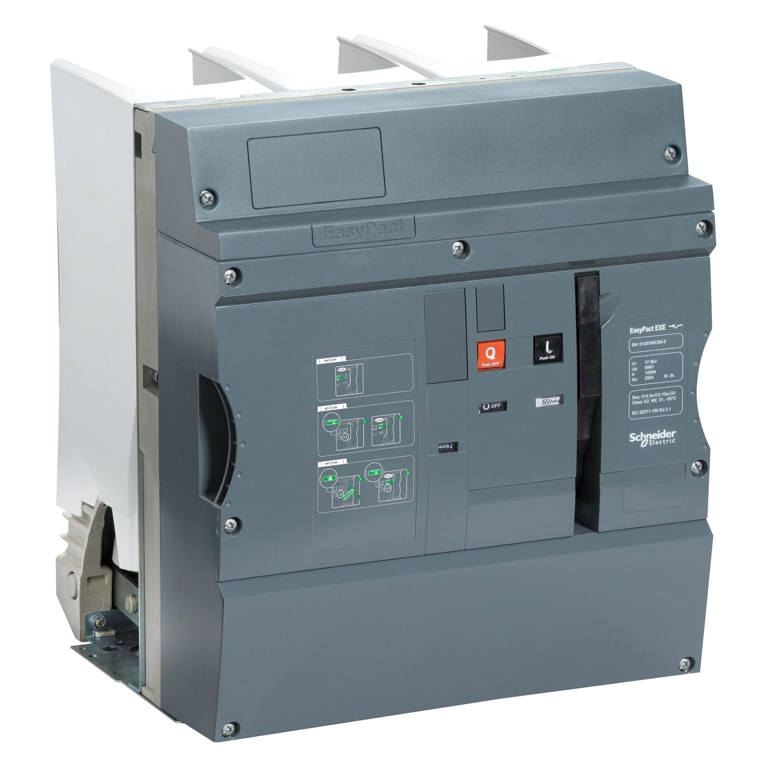 Picture of MV vacuum circuit breaker, EasyPact EXE, basic function, 17.5kV, 2500A, 25kA 3s, 240mm, IEC