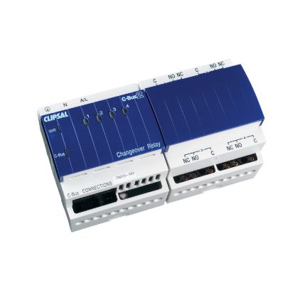 Picture of DIN Rail Mounted, C-Bus Control and Management System, Changeover Relay, 4 Channel, 8 Modules, 250V, 200mA