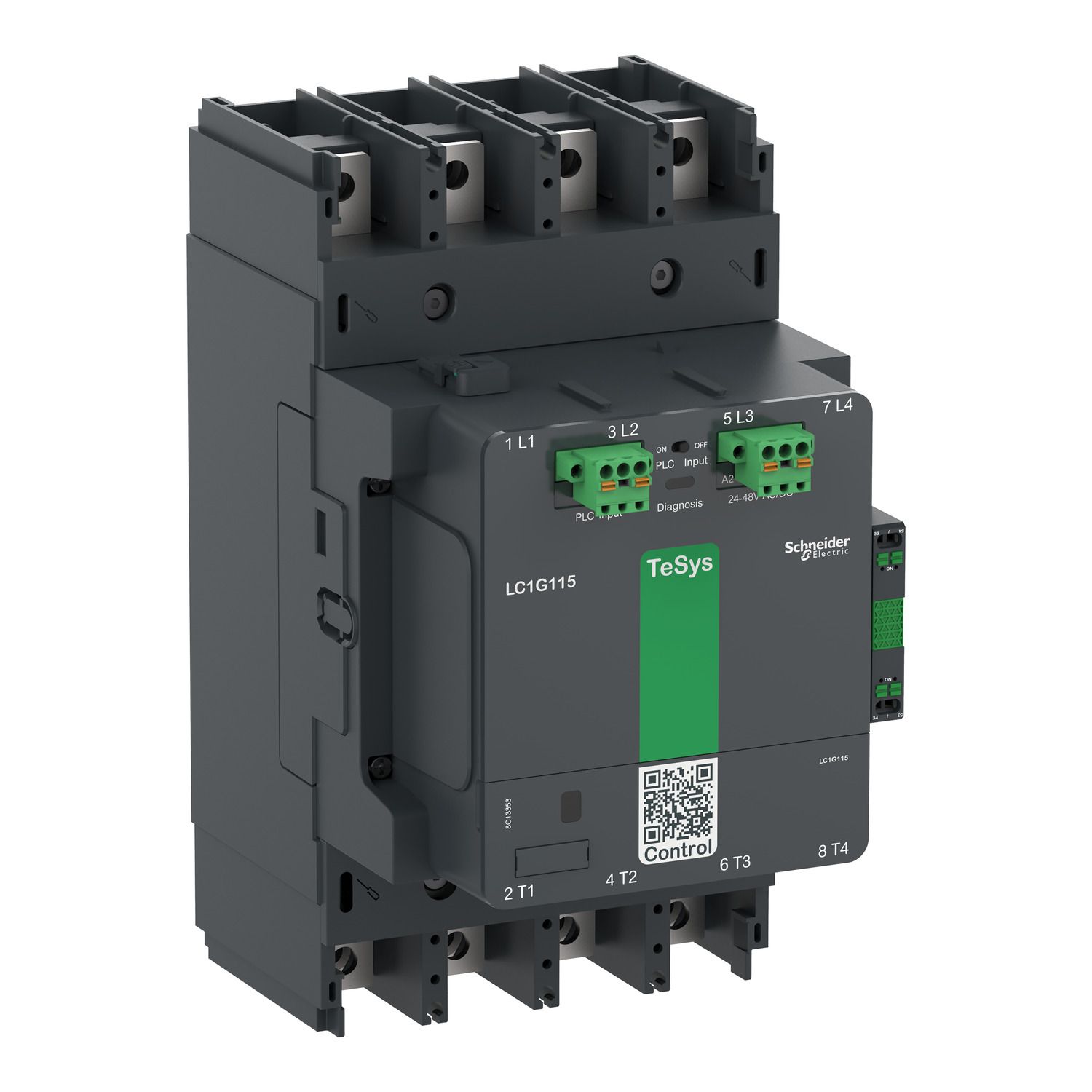 Picture of High power contactor, TeSys Giga, 4 pole (4NO), AC-1 <=440V 330A, advanced version, 24…48V wide band AC/DC coil
