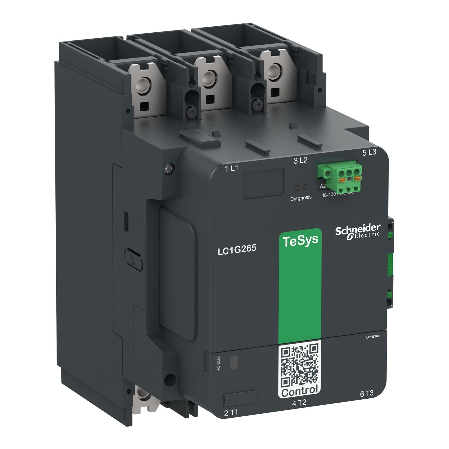 Picture of High power contactor, TeSys Giga, 3 pole (3NO), AC-3 <=440V 400A, standard version, 48…130V wide band AC/DC coil