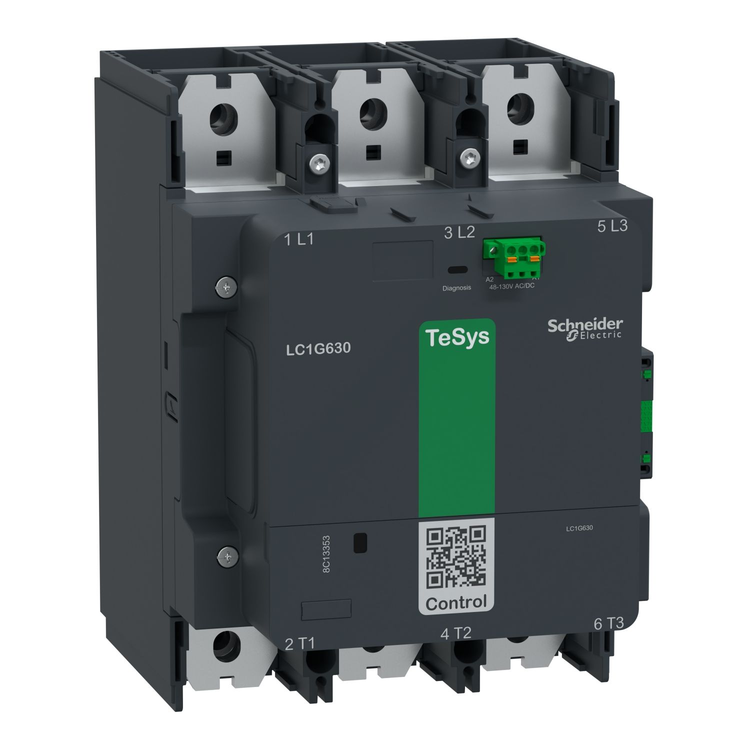 Picture of High power contactor, TeSys Giga, 3 pole (3NO), AC-3 <=440V 800A, standard version, 100…250V wide band AC/DC coil