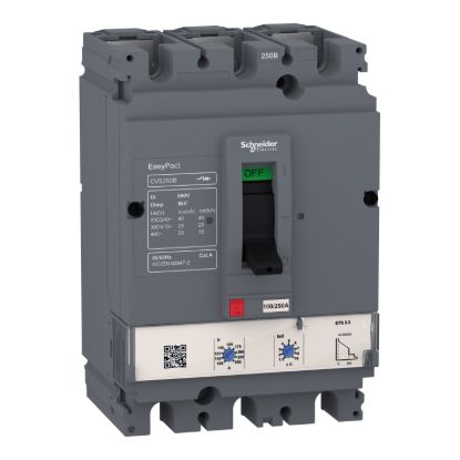 Picture of circuit breaker, EasyPact CVS160B, 25kA at 415VAC, ETS 2.2, 160A, 3P 3d