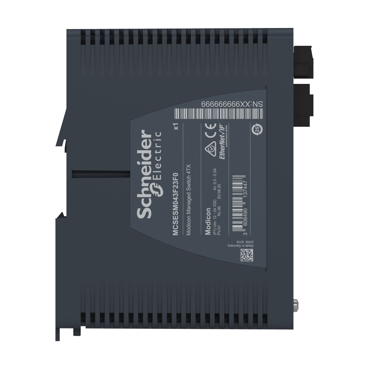 Picture of network switch, Modicon Networking, managed switch, 4 ports for copper