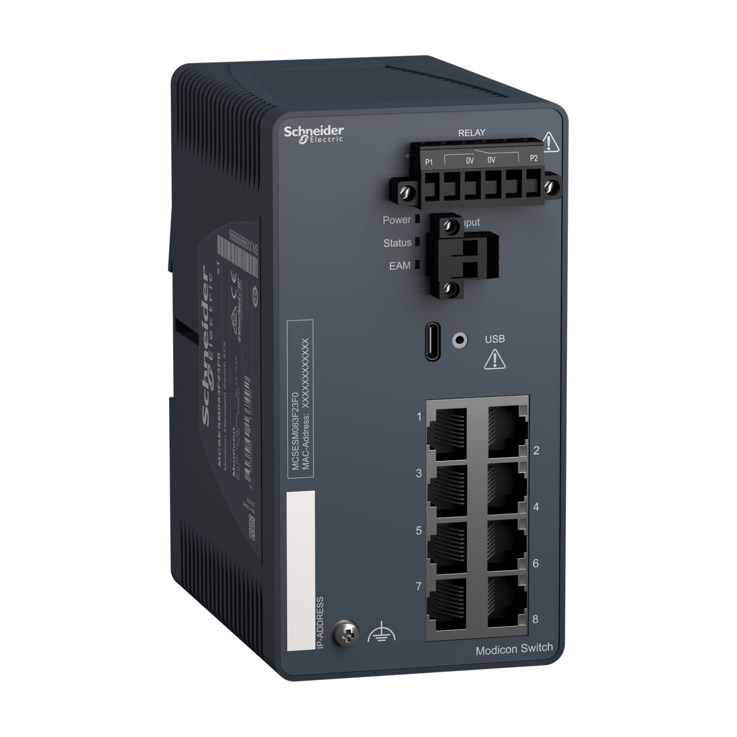 Picture of network switch, Modicon Networking, managed, 8 ports for copper