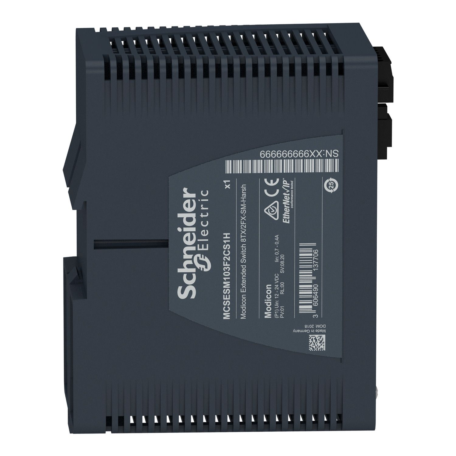 Picture of Modicon Extended Managed Switch - 8 ports for copper + 2 ports for fiber optic single-mode - Harsh