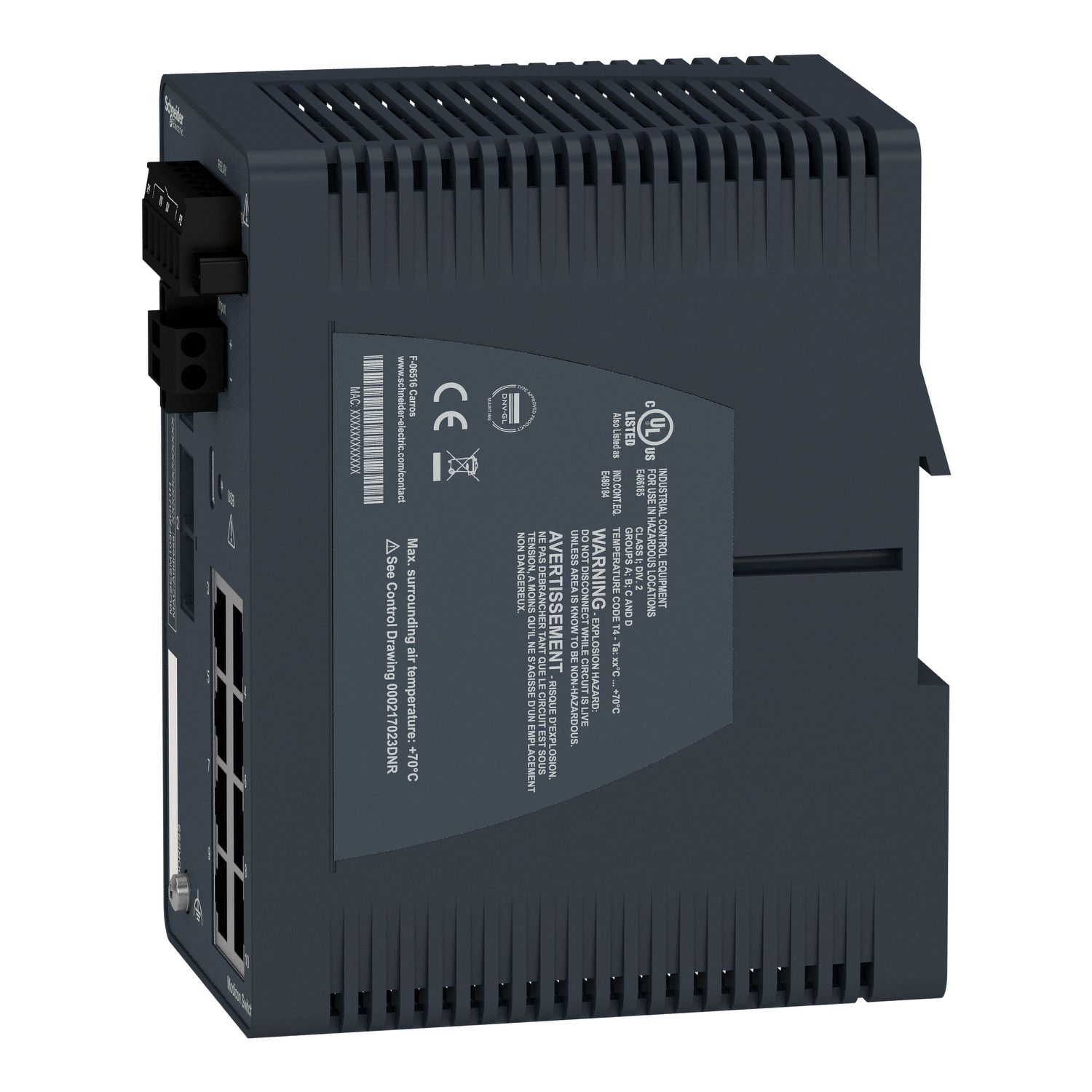 Picture of Modicon Extended Managed Switch - 8 ports for copper + 2 ports for fiber optic multimode - Harsh