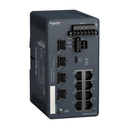 Picture of network switch, Modicon Networking, managed, 8 ports for copper with 4Gigabit SFP