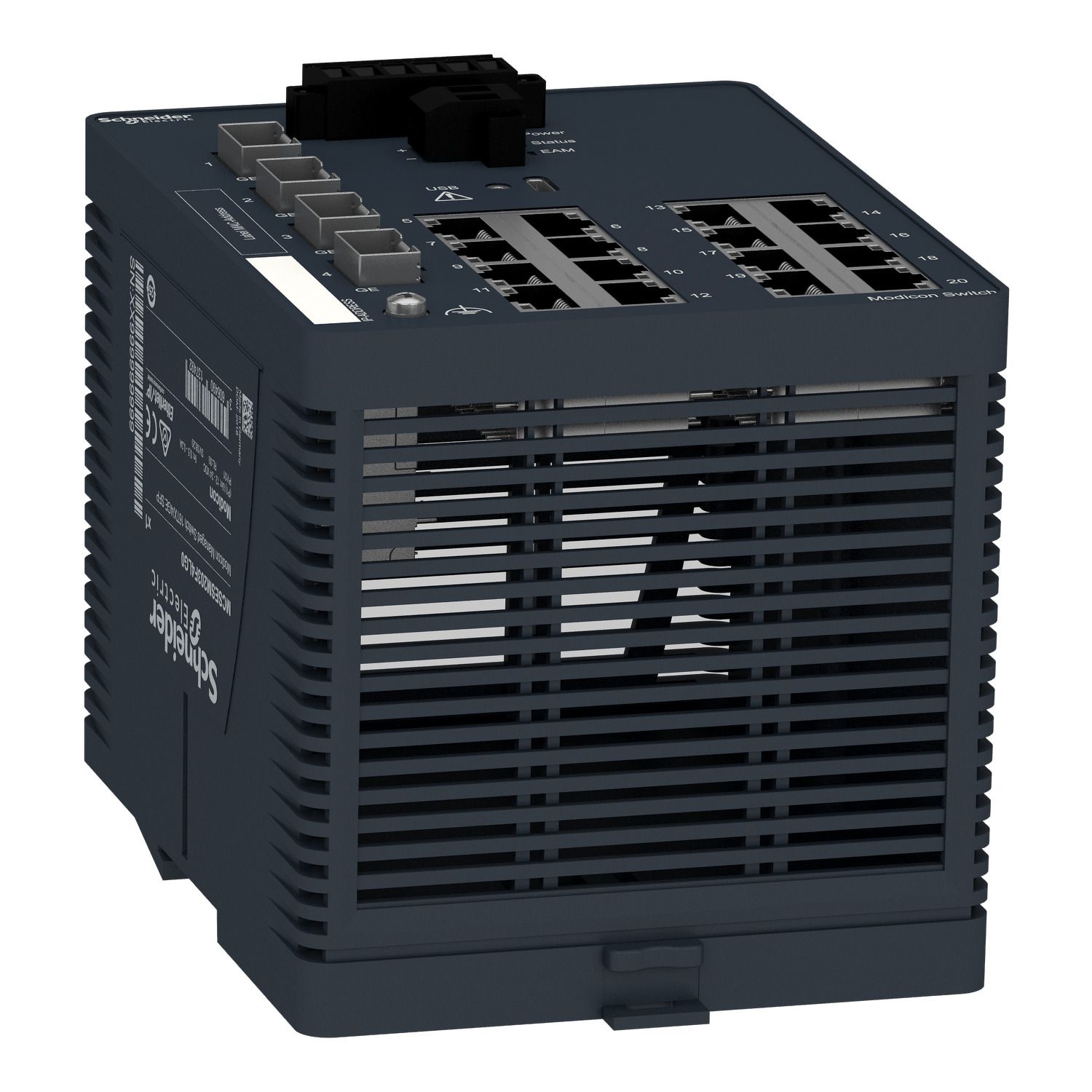 Picture of network switch, Modicon Networking, managed, 16 ports for copper with 4Gigabit SFP