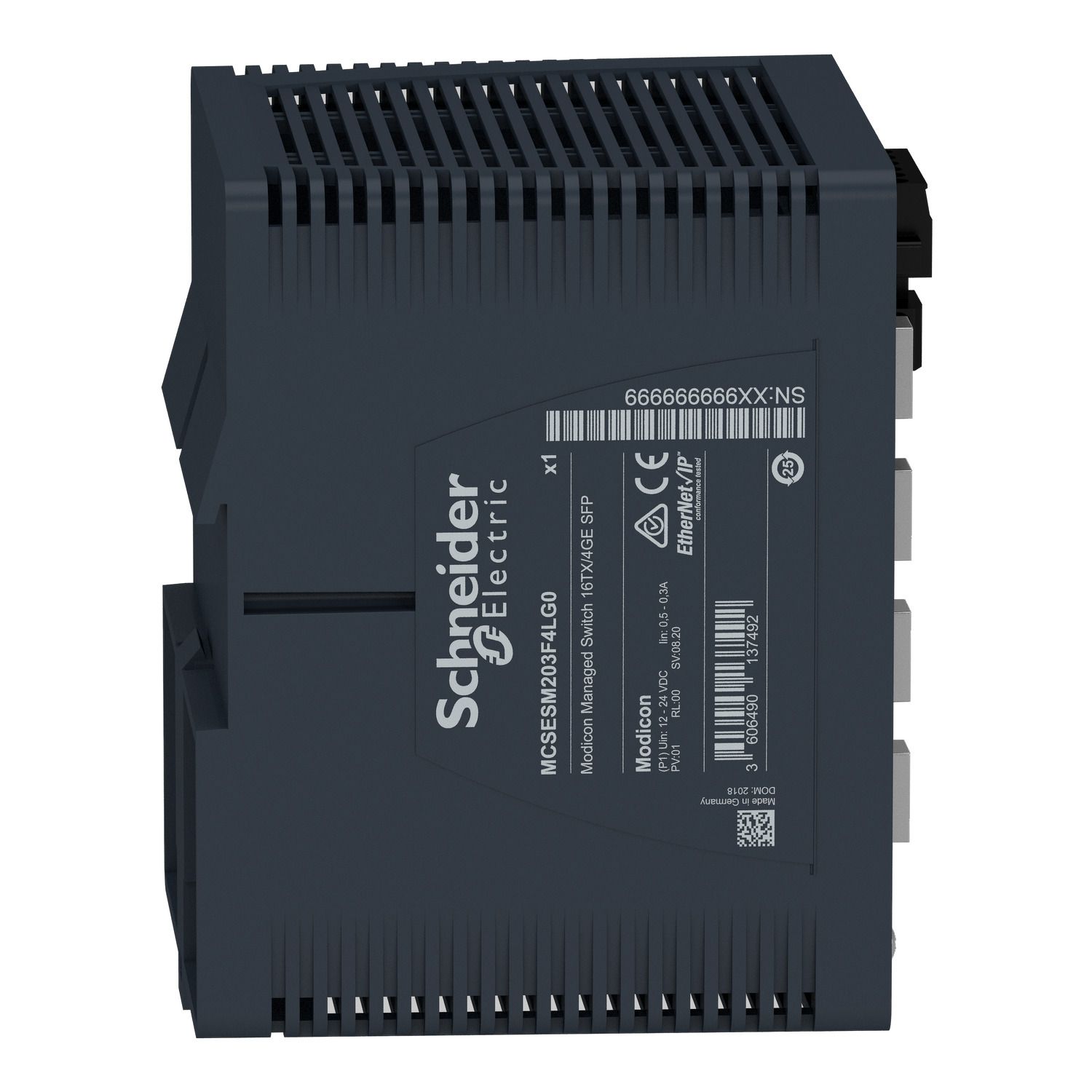 Picture of network switch, Modicon Networking, managed, 16 ports for copper with 4Gigabit SFP