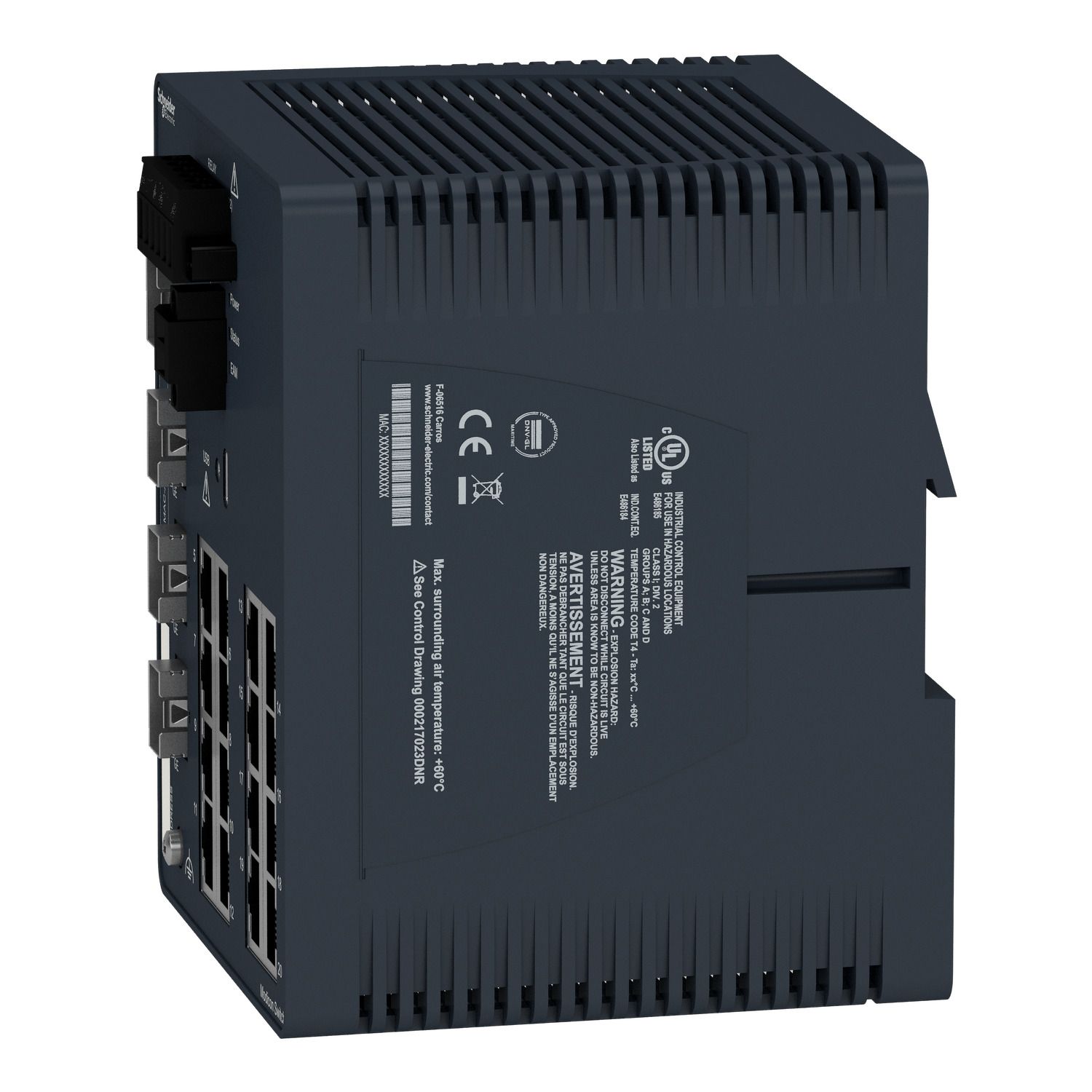 Picture of network switch, Modicon Networking, managed, 16 ports for copper with 4Gigabit SFP