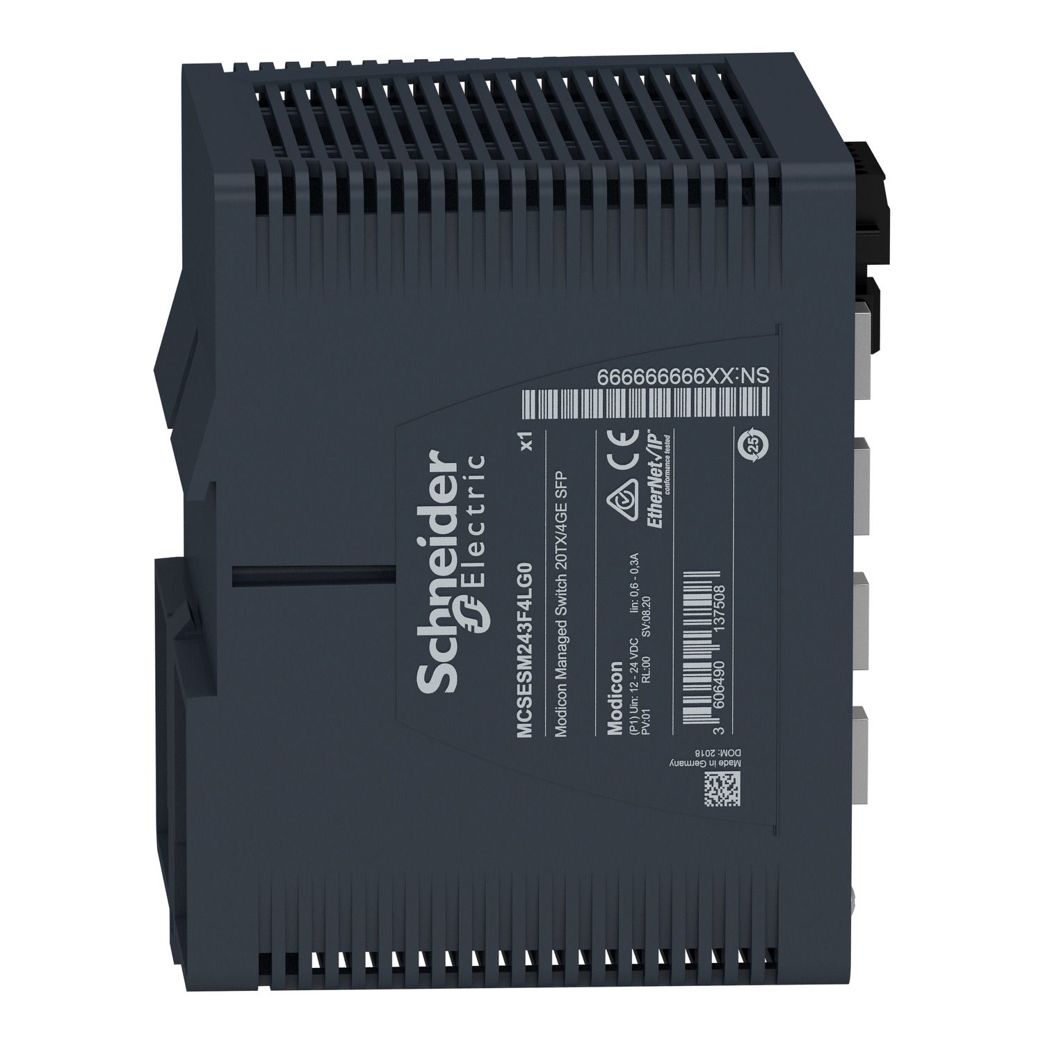 Picture of network switch, Modicon Networking, managed, 20 ports for copper with 4Gigabit SFP