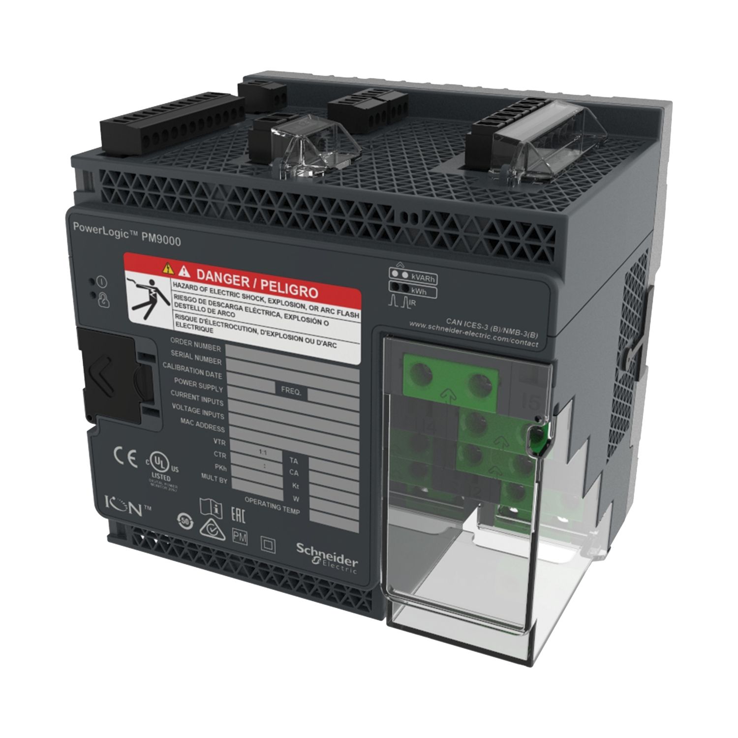 Picture of PowerLogic ION9 hardware kit – plugs, terminal guard, grounding screw, DIN clips