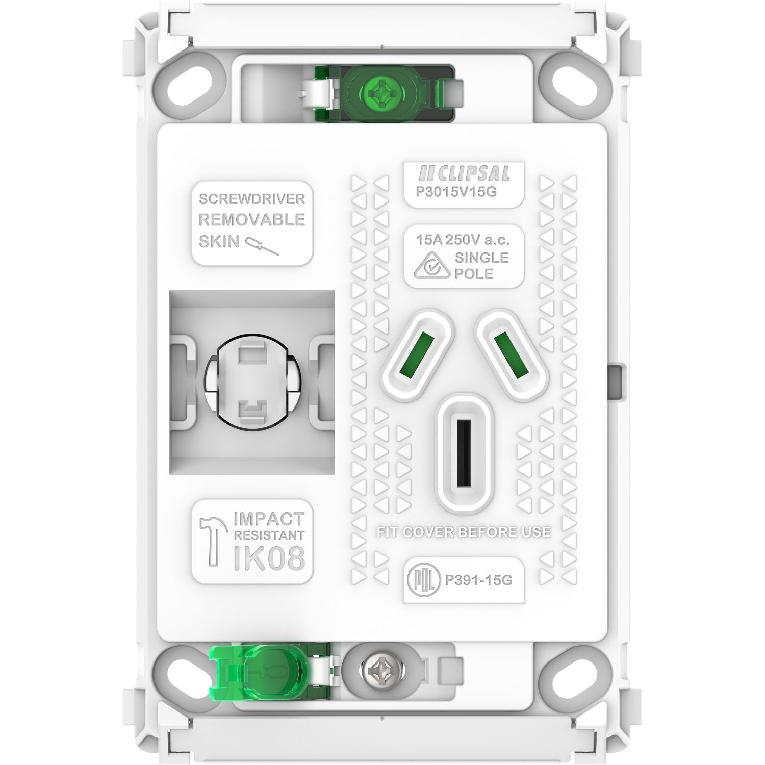 Picture of Single Power Point Grid, Pro Series, Vertical Mount, 250V, 15A
