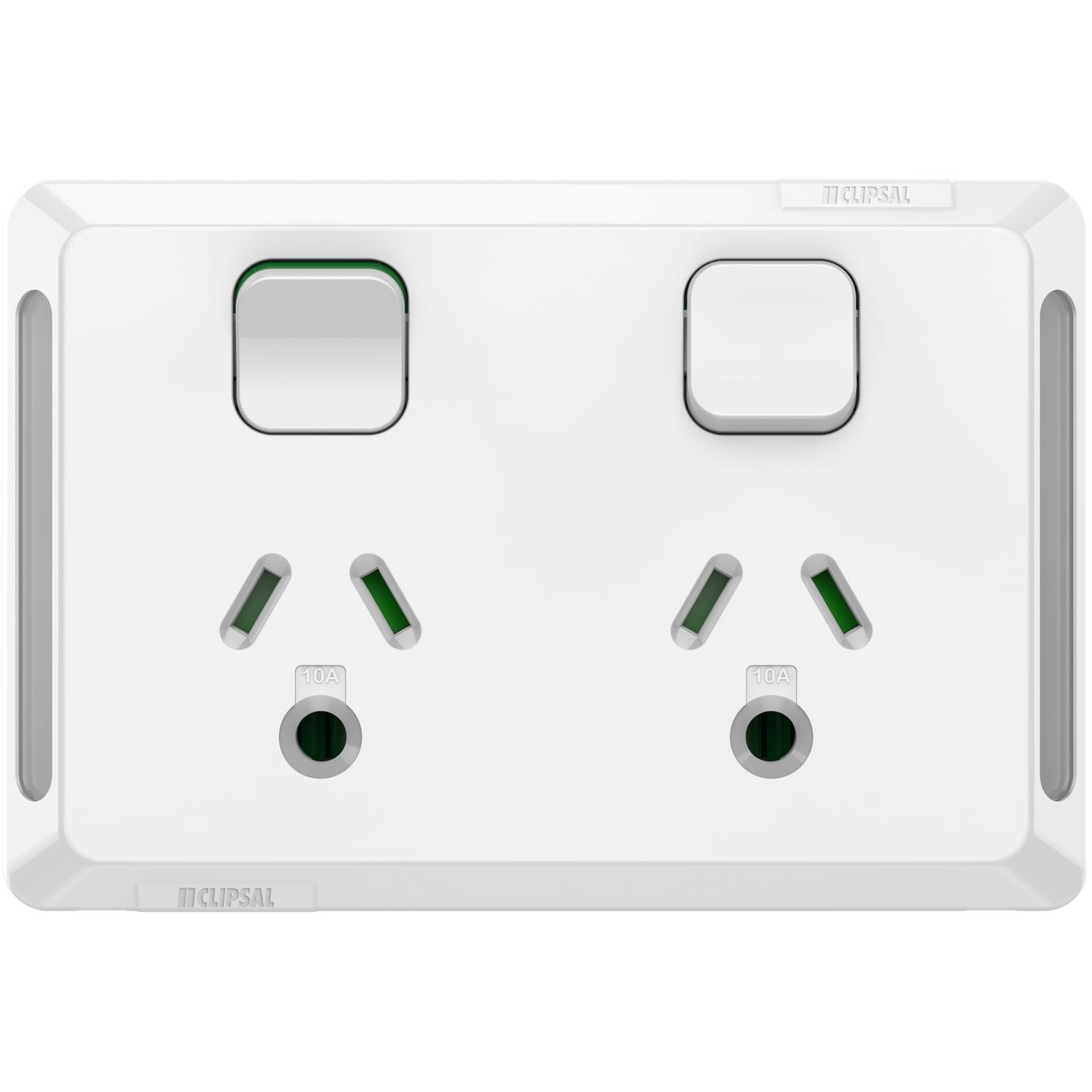 Picture of Twin Power Point, Pro Series, Horizontal Mount, Round Earth, 250V, 10A
