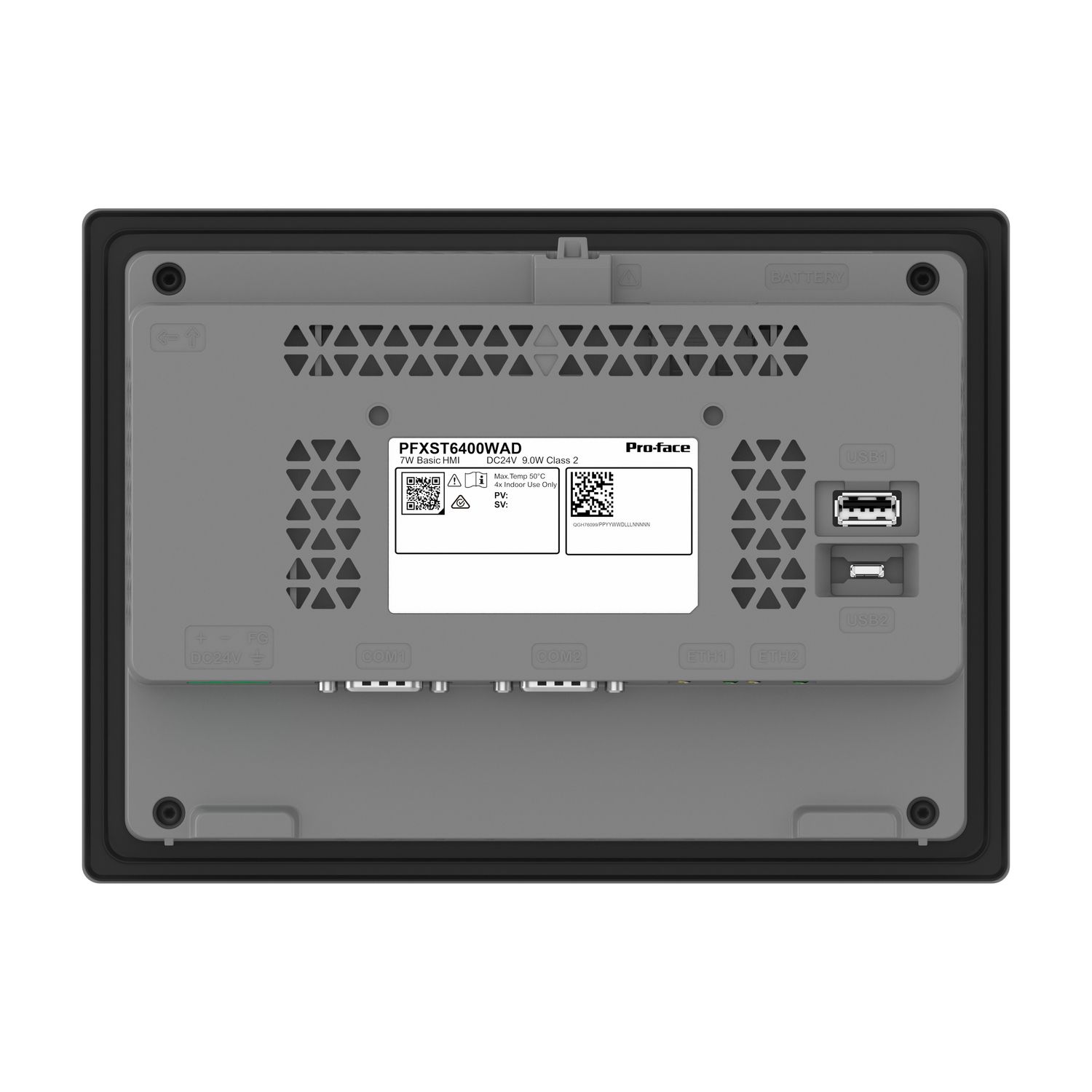 Picture of 7"W touch panel display, 2COM, 2Ethernet, USB host&device, 24VDC