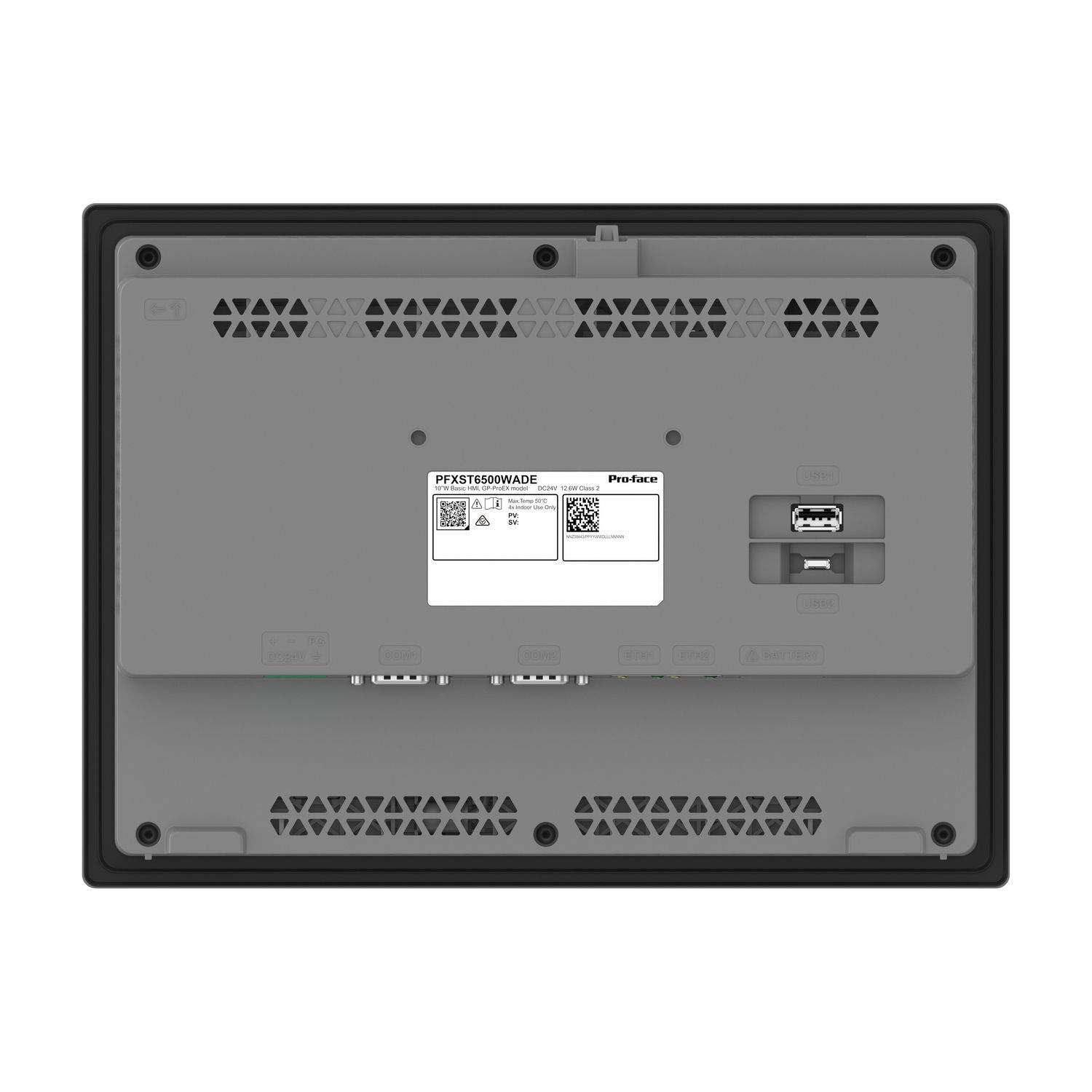 Picture of 10"W touch panel display, 2COM, 2Ethernet, USB host&device, 24VDC, GP-ProEX model