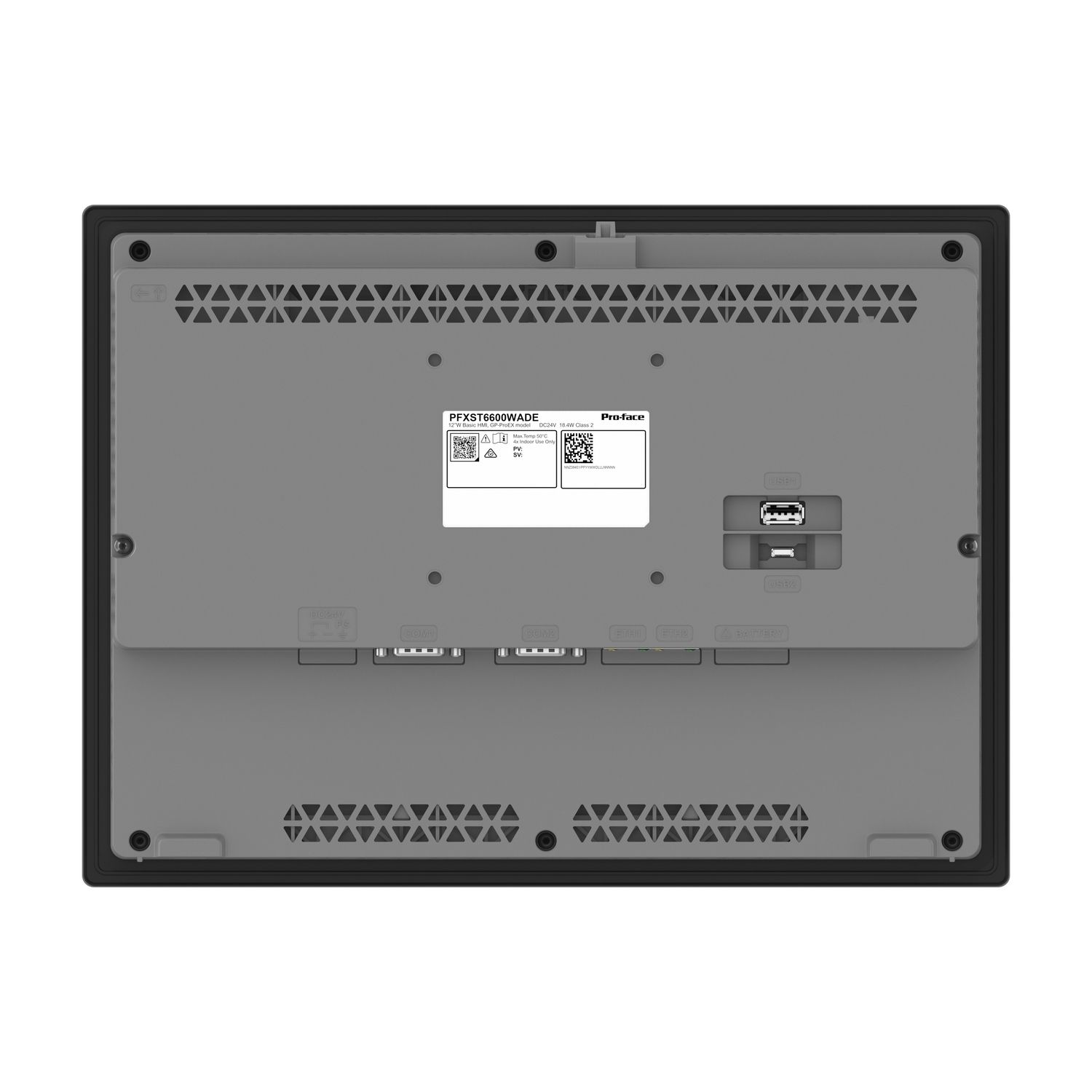 Picture of 12"W touch panel display, 2COM, 2Ethernet, USB host&device, 24VDC, GP-ProEX model