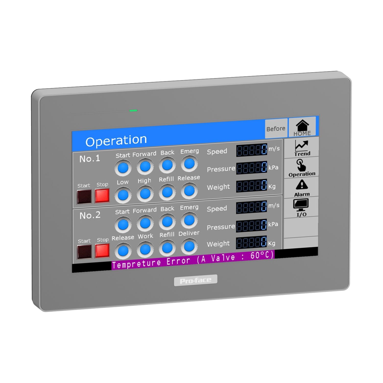 Picture of Basic touch panel modular terminal, Proface STM6000, GP-ProEX, 7"W display, 1 COM, 2 Ethernet, 24V DC