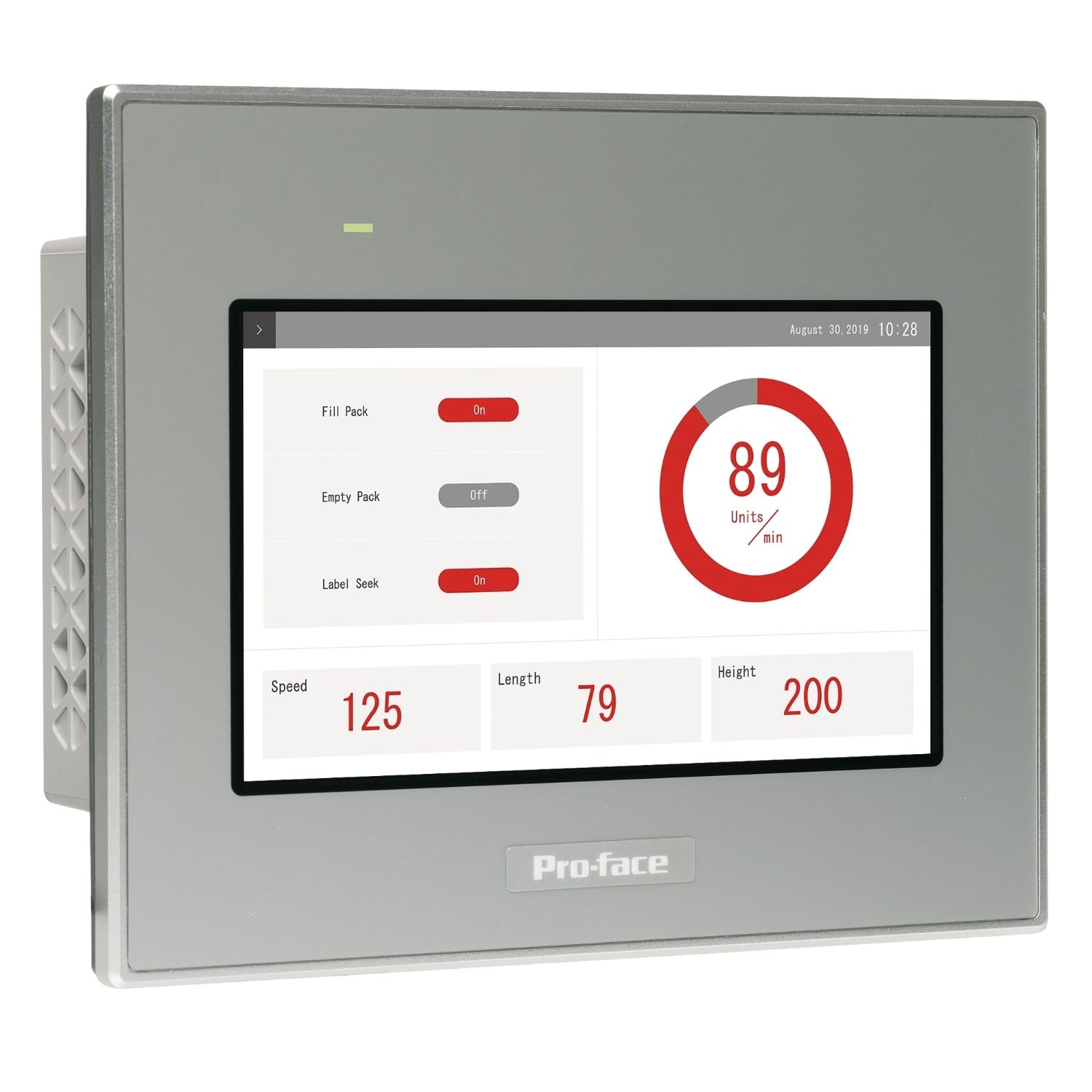 Picture of 4"W touch panel display, 1COM, 2Ethernet, USB host&device, 24VDC