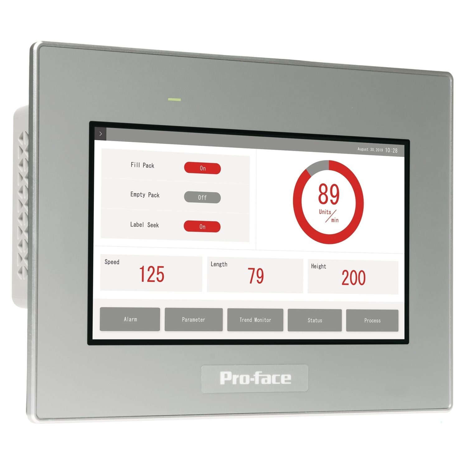 Picture of 7"W touch panel display, 1COM, 2Ethernet, USB host&device, 24VDC