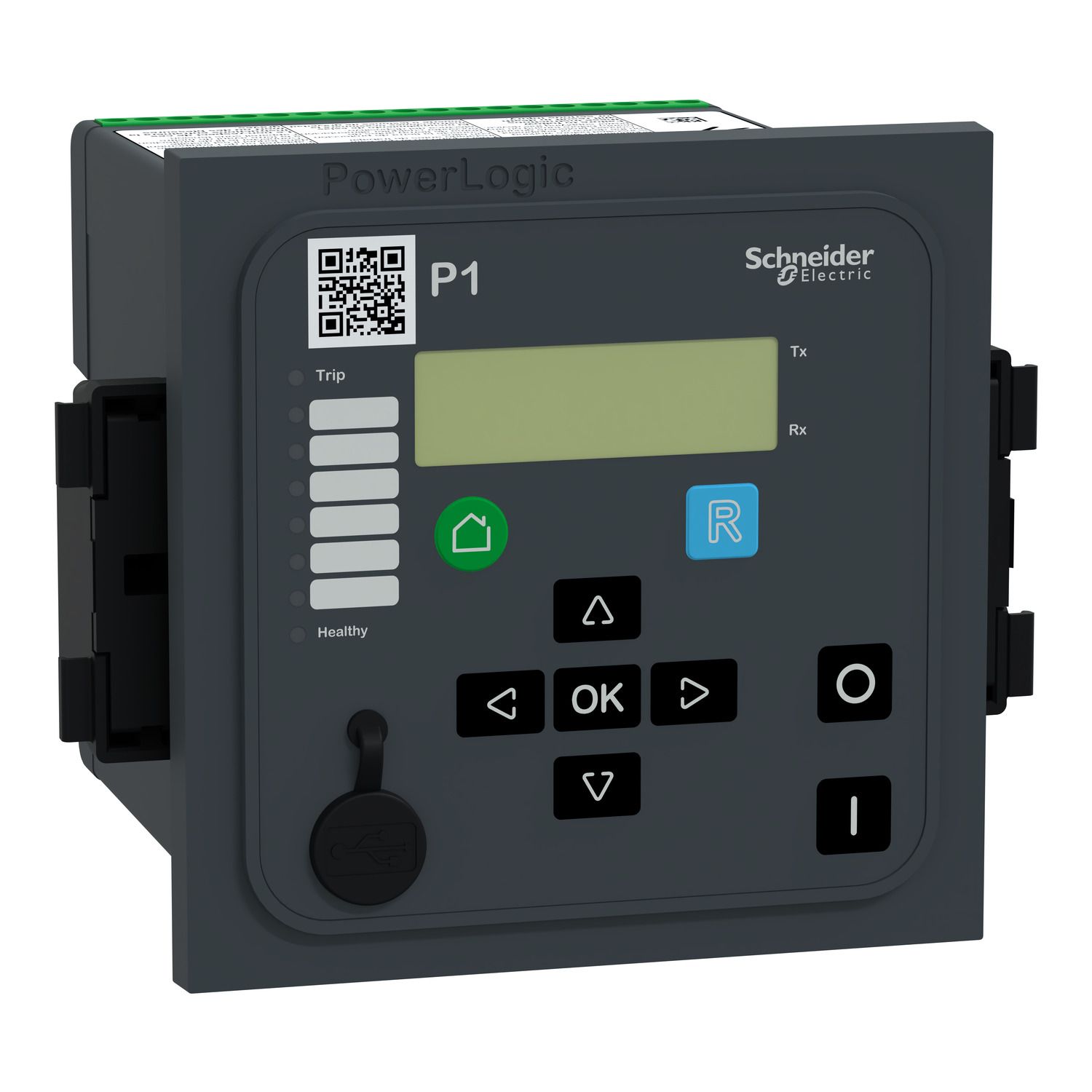 Picture of protection relay PowerLogic P1F 24-60V 3CT 1Io: 0.01-2IN 4DI-8DO RS485 USB