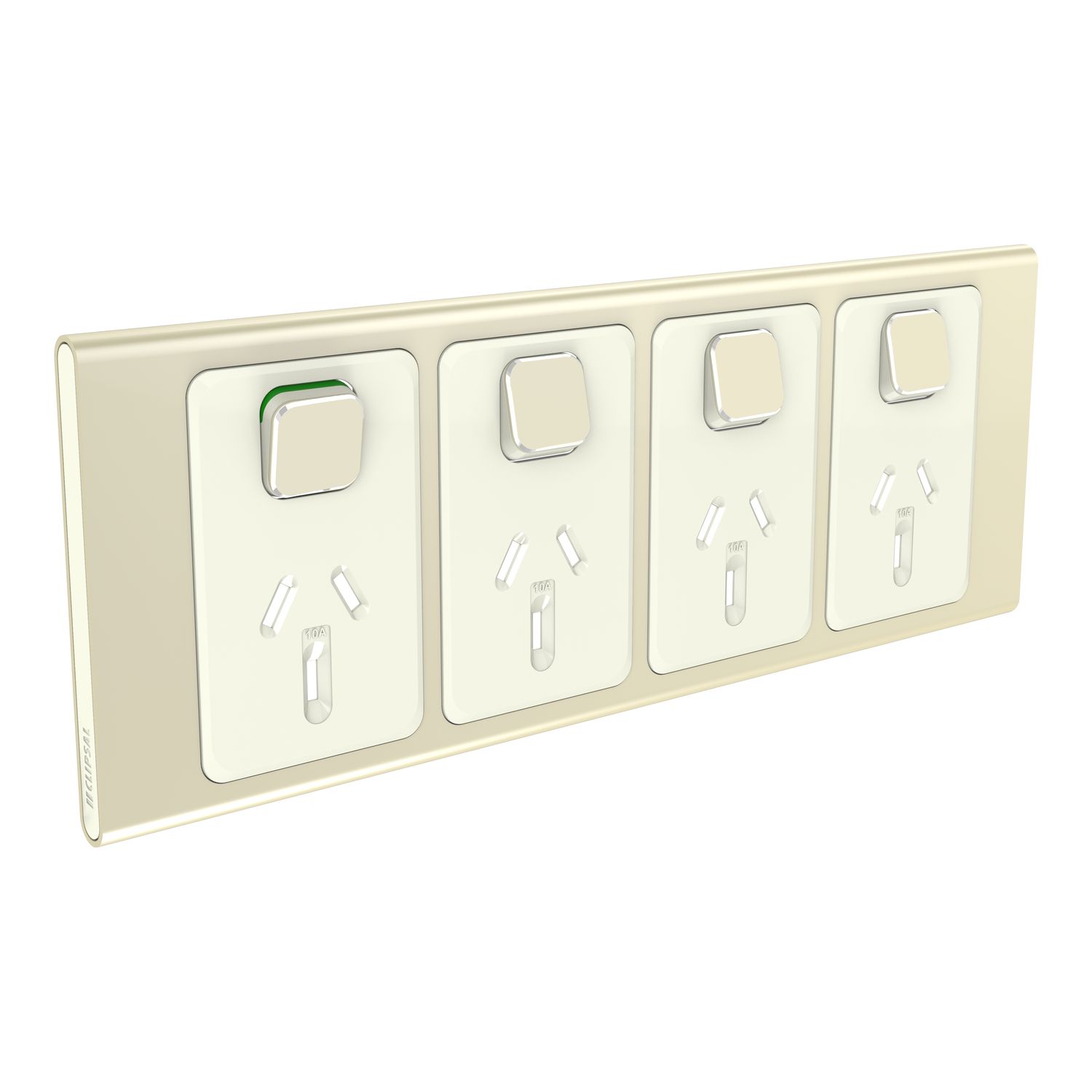 Picture of Styl Quad Power Point Skin, Clipsal Iconic, Horizontal Mount, 250V, 10A