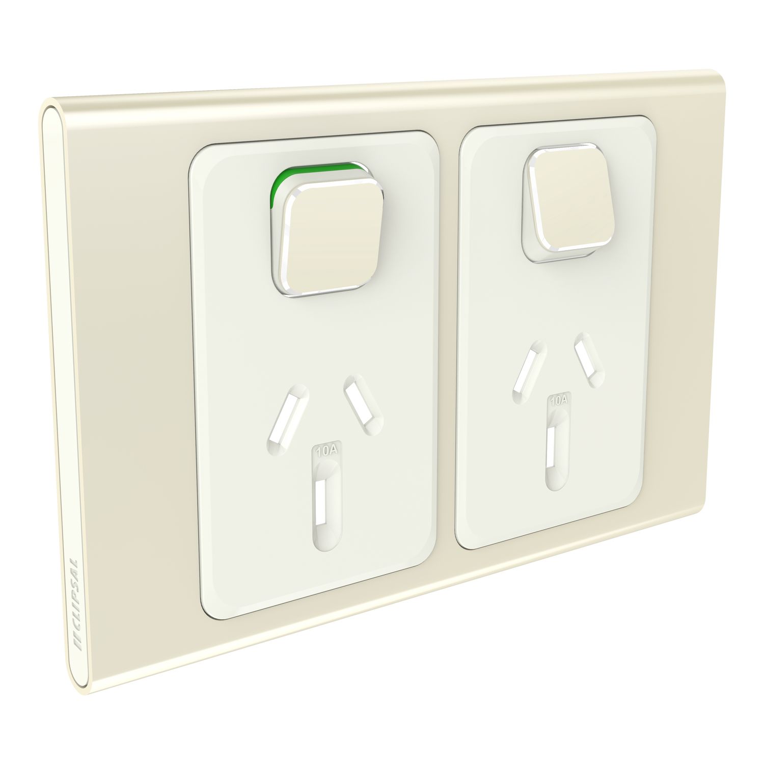 Picture of Styl Double Power Point Skin, Clipsal Iconic, Horizontal Mount, 250V, 10A