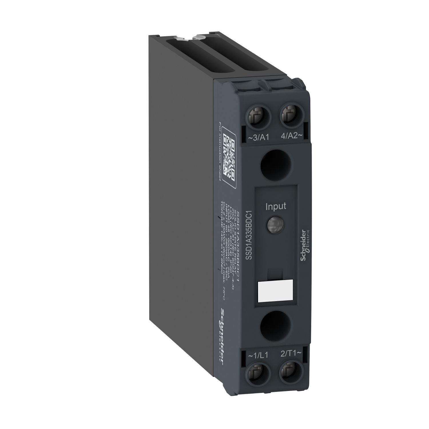Picture of DIN rail mount relay,  Harmony Solid State Relays, 20A, zeroVoltage switching, input 90â€¦280V AC/DC, output 48...600V AC