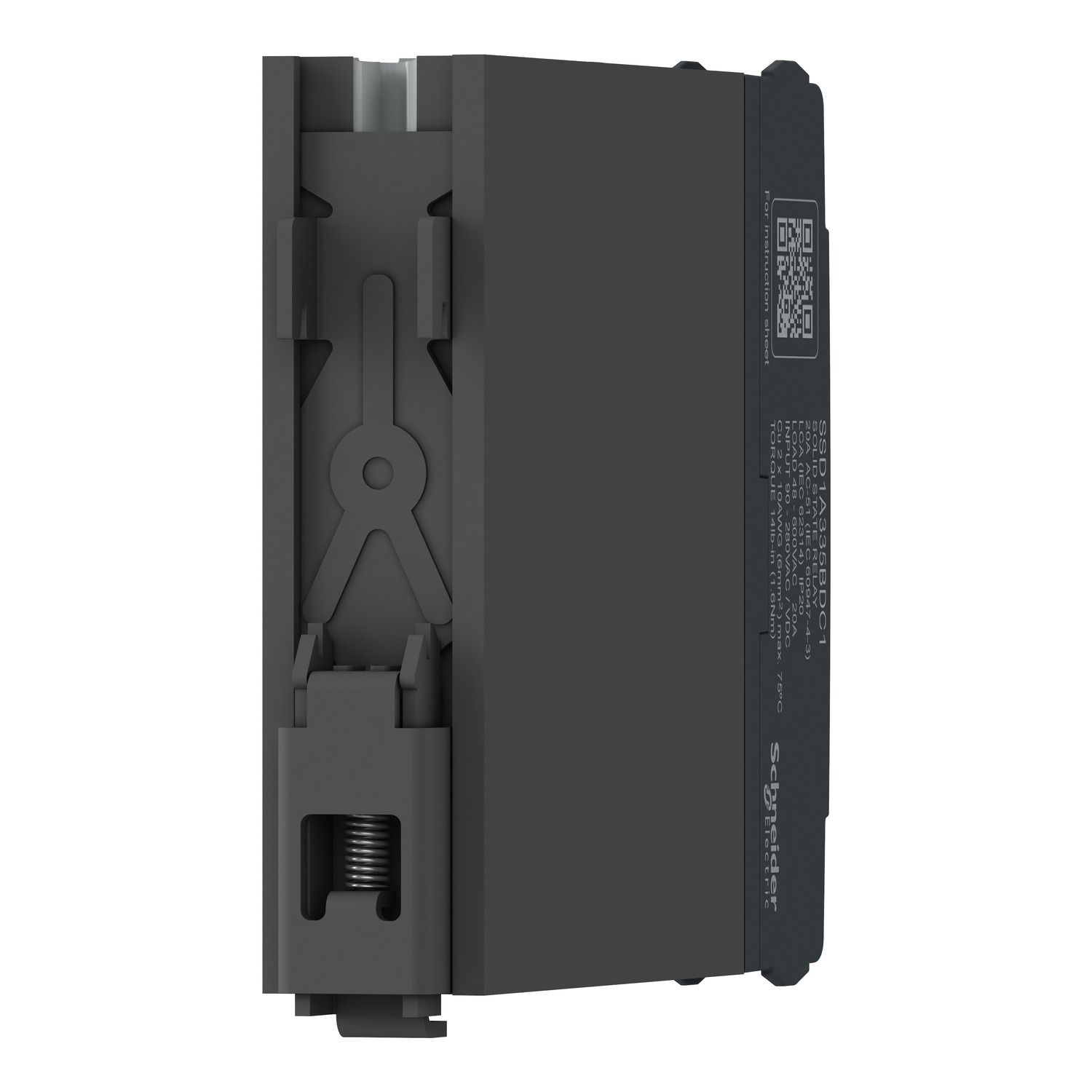 Picture of DIN rail mount relay,  Harmony Solid State Relays, 20A, zeroVoltage switching, input 90â€¦280V AC/DC, output 48...600V AC