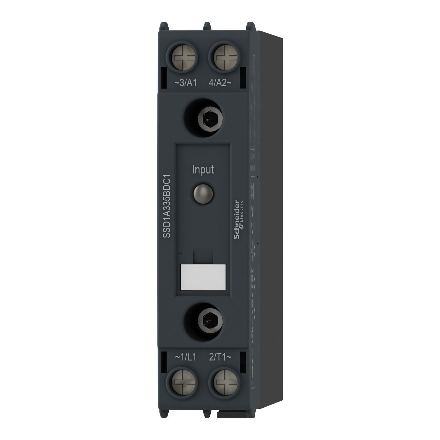 Picture of DIN rail mount relay,  Harmony Solid State Relays, 20A, zeroVoltage switching, input 90â€¦280V AC/DC, output 48...600V AC
