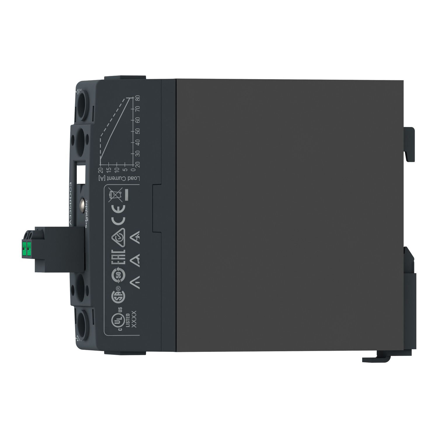 Picture of DIN rail mount relay,  Harmony Solid State Relays, 35A,Voltage switching, input 4...32V DC, output 48...600V AC