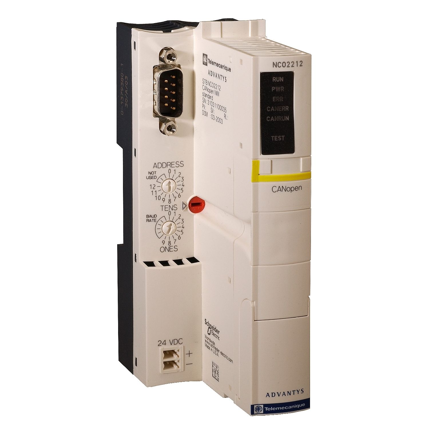 Picture of network interface module, Modicon STB, standard, CANopen bus, 1Mbps