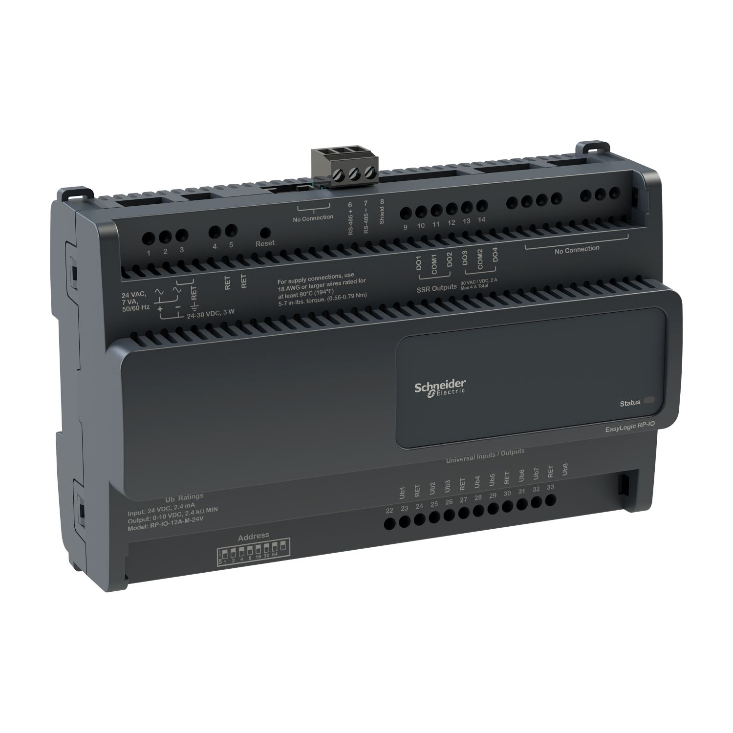 Picture of Controller, EasyLogic, RP-IO, BACnet MS/TP, 8 universal input/output, 4 solid state relay outputs