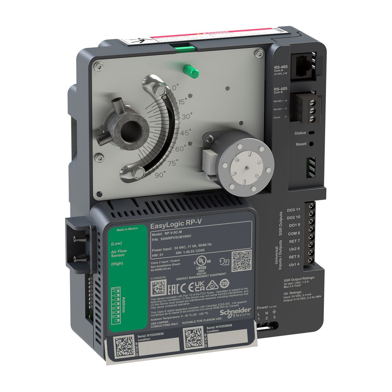 Picture of Controller, EasyLogic, RP-V, BACnet MS/TP, 2 universal input/output, 3 solid state relay outputs