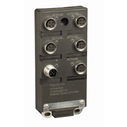 Picture of switch, Modicon Networking, unmanaged switch, 5 ports for copper M12, IP67
