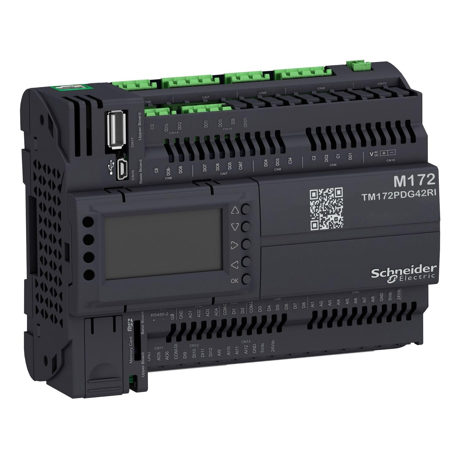 Picture of Controller, Modicon M171/M172/M173, performance, display, 42 IO, Ethernet, isolated