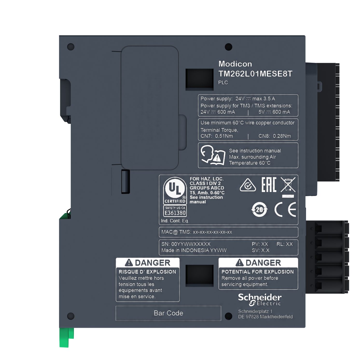 Picture of logic controller, Modicon M262, 5ns per instruction, optimized Ethernet