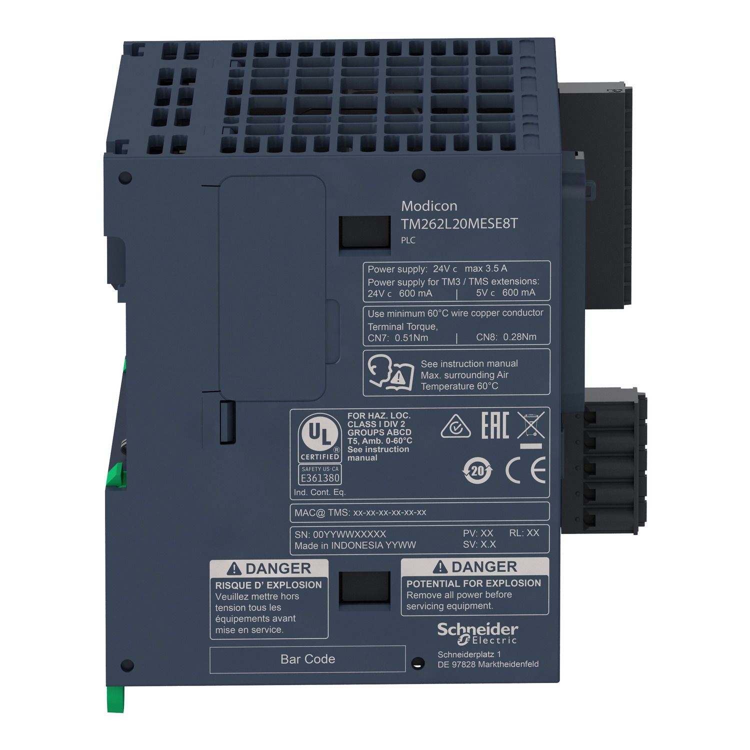 Picture of logic controller, Modicon M262, 3ns per instruction, Ethernet