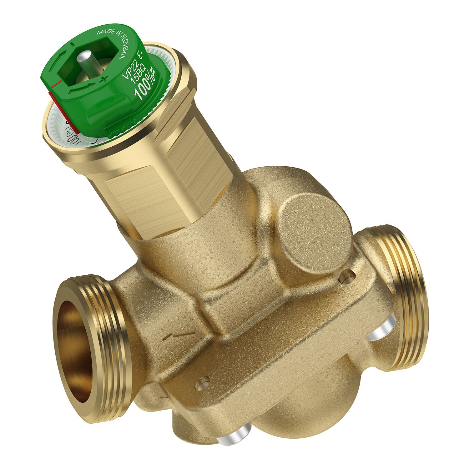 Picture of SpaceLogic VP229E PIBCV (PICV), 2-Way, PN16, DN15, G3/4 Ext. Thread, High Flow: 0.23…1.14 m³/h (…0.32 l/s), No PT plugs.