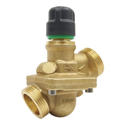 Picture of SpaceLogic VP229E PIBCV (PICV), 2-Way, PN16, DN25, G1-¼ Ext. Thread, Std Flow: 0.34…1.7 m³/h (…0.47 l/s), No PT plugs.