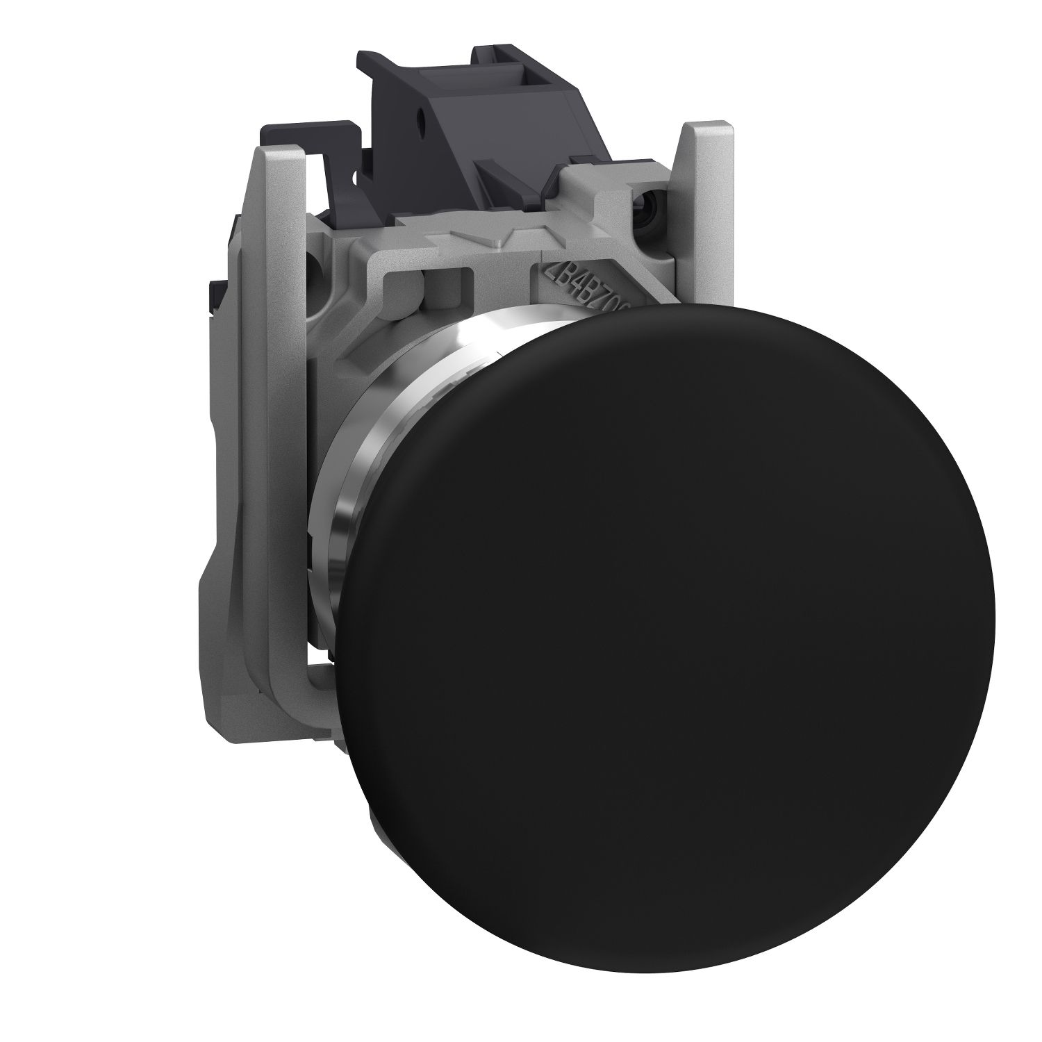 Picture of Complete push button, Harmony XB4 - ATEX D, black, metal, 22mm, mushroom head 40mm, spring return, 1-2 gas zone, 1NO