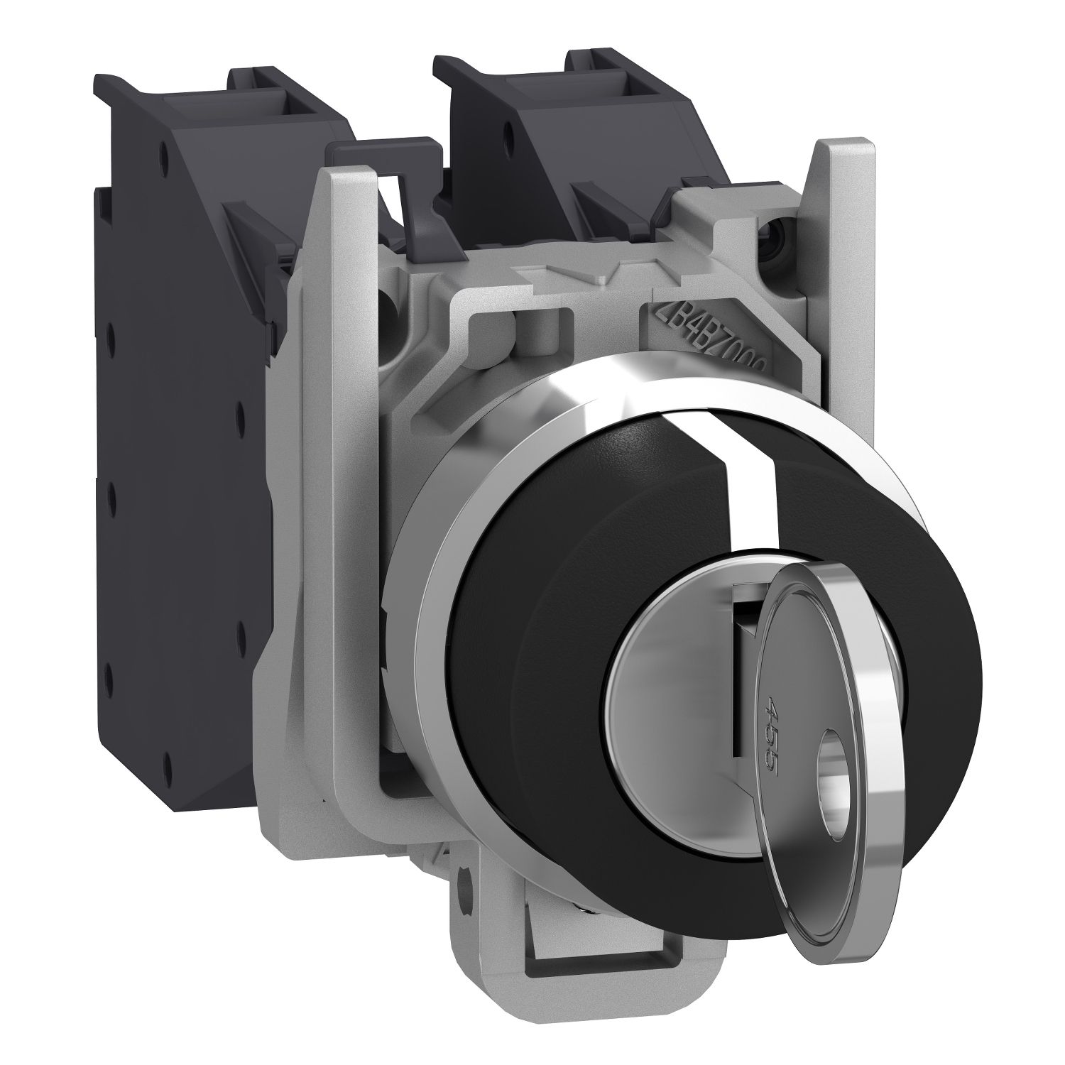 Picture of Complete selector switch, Harmony XB4, Explosive atmosphere, 455 Key swith 3 positions free at middle