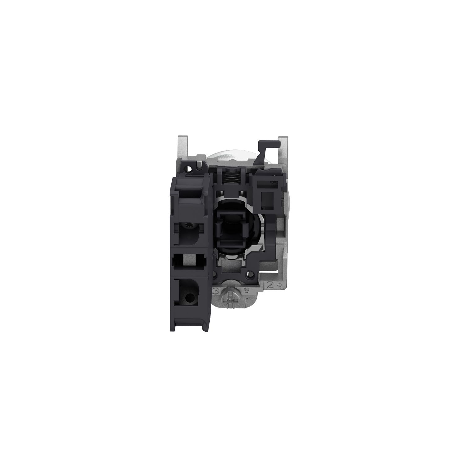 Picture of Complete push button, Harmony XB4 - ATEX D, green projecting with boot, metal, 22mm, silver alloy, spring return, 1NO