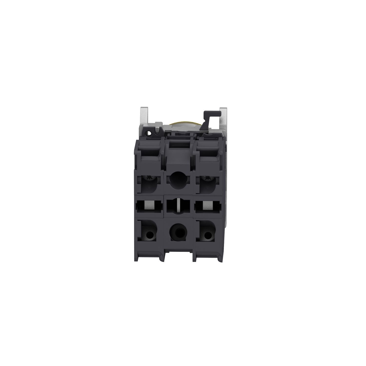 Picture of Complete illuminated push button, Harmony XB4 - ATEX D, metal, yellow flush, 22mm, spring return, booted, 1NO, 24...254V AC/DC