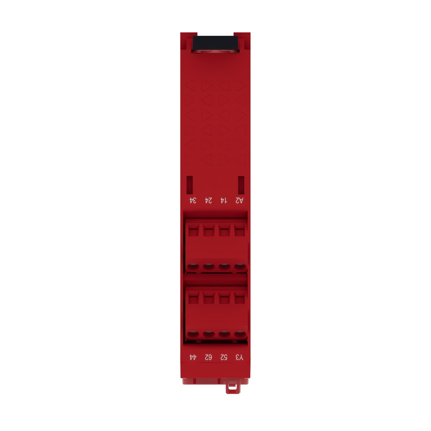 Picture of safety module, Harmony XPS, estop or guard, connected to supply terminals 24V AC or DC , no inputs, screw