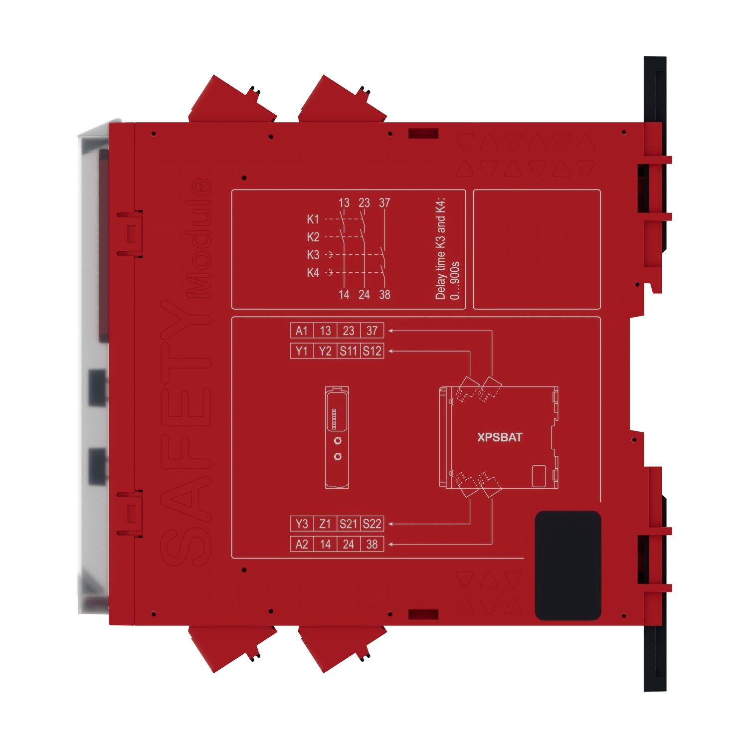 Picture of safety module, Harmony XPS, time delayed output, for Estop, guard, OSSD, 24V AC or DC, spring